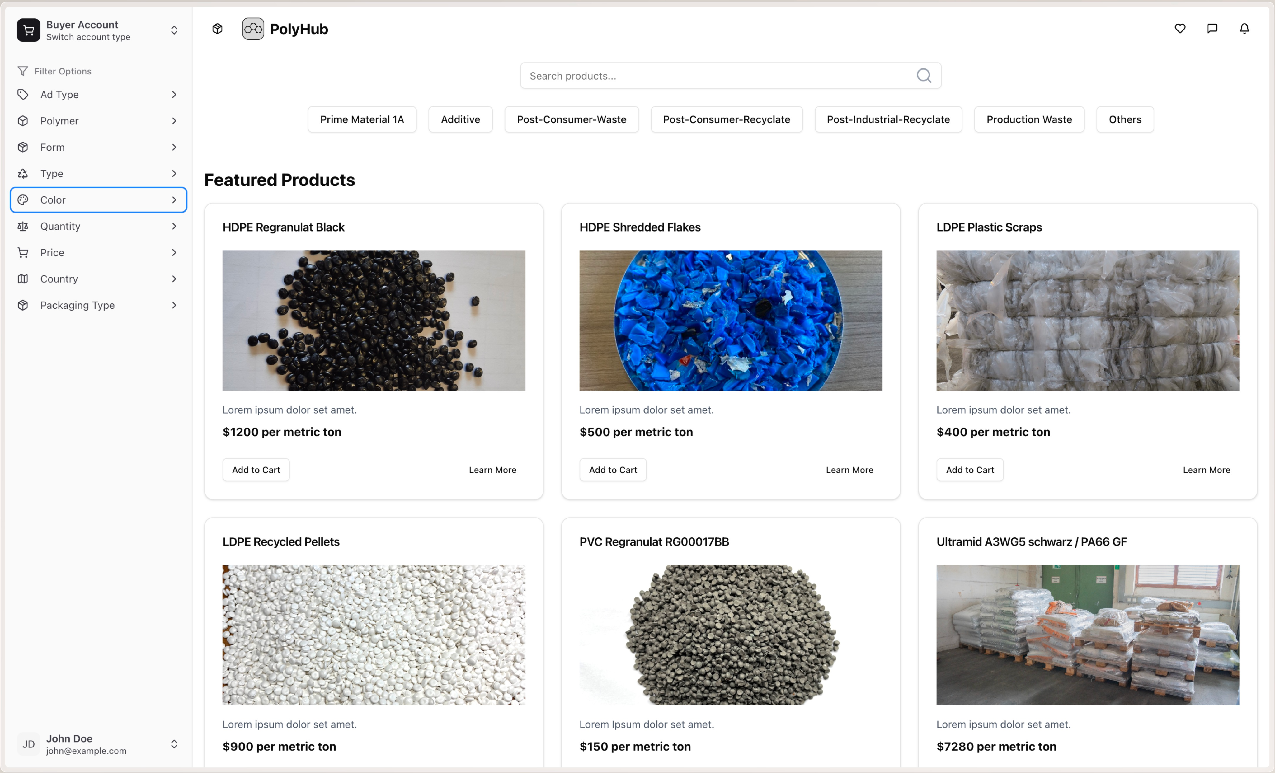 PolyHub marketplace interface